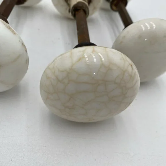 Antique Door Knob Handle Lot Porcelain White Art Deco Victorian VIntage Set 3